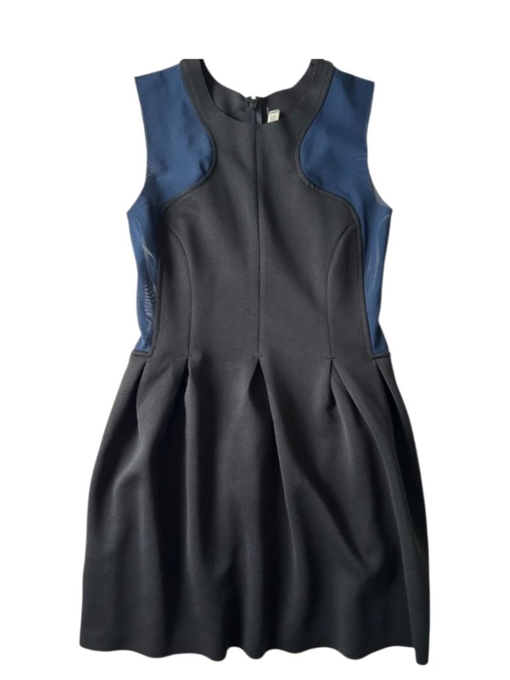 STATE OF BEING WOMENS SCUBA MESH BLACK BLUE SKATER COCKTAILDRESS XS NWOT